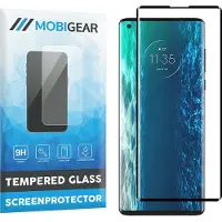 Mobigear Screenprotector geschikt voor Motorola Edge (2020) Glazen | Curved Screenprotector - Case Friendly - Zwart