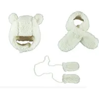 Sarlini - 3-delige - Set - Muts - Sjaal - Wanten - Off - White - 6/12 maanden