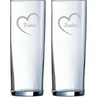 Arcoroc Gegraveerde longdrinkglas 31cl Broer mei hert & Suster mei hert