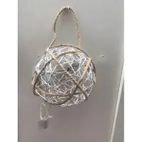 Christmas House Rieten Ornament Malaya houten takjes kerstbal wit met touw 15cm