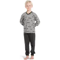 Pastunette Katoenen jongens pyjama auto-s - Grijs - Maat - 140