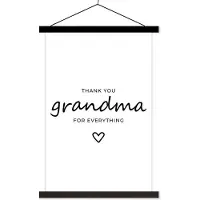 MuchoWow Presentje voor grootmoeder op Moederdag thank you grandma for everything wit textielposter schoolplaat 40x60 cm - Foto print op textielposter (wanddecoratie woonkamer/slaapkamer)