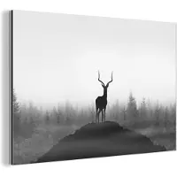MuchoWow Wanddecoratie Metaal - Aluminium Schilderij Industrieel - Hert - Schaduw - Natuur - 180x120 cm - Dibond - Foto op aluminium - Industriële muurdecoratie - Voor de woonkamer/slaapkamer