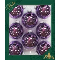 Krebs Kerstballen 8x paars glans glas 7 cm - kerstboomversiering - feestelijk - elegant