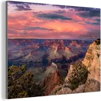 MuchoWow Wanddecoratie Metaal - Aluminium Schilderij Industrieel - Zonsondergang bij Grand Canyon - 80x60 cm - Dibond - Foto op aluminium - Industriële muurdecoratie - Voor de woonkamer/slaapkamer