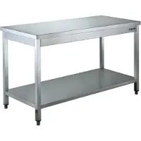 Saro Roestvrijstalen tafel, met onderblad - 600 mm diepte, 2000 mm | 600-1140