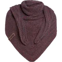 Knit Factory Sally Gebreide Omslagdoek - Driehoek Sjaal Dames - Dames sjaal - Wintersjaal - Stola - Wollen sjaal - Grijs rood gemêleerde sjaal - Antraciet/Stone Red - 220x85 cm - Grof gebreid
