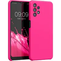 Kwmobile telefoonhoesje geschikt voor Samsung Galaxy A32 5G - Hoesje met siliconen coating - Smartphone case in neon roze