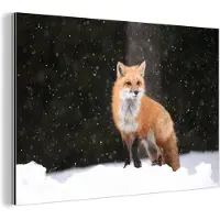 MuchoWow Wanddecoratie Metaal - Aluminium Schilderij Industrieel - Vos - Sneeuw - Winter - 180x120 cm - Dibond - Foto op aluminium - Industriële muurdecoratie - Voor de woonkamer/slaapkamer