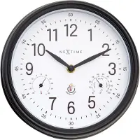 Nextime Jasmine – Weerstation Wandklok – 23.5 cm – Metaal – Wit – Weerbestendig