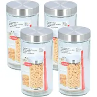 Alpina Glazen luxe voorraadpot/voorraadbus 1500 ml - 4x stuks - 1,5 liter - 22 cm - Voorraadbussen/potten met luchtdichte deksel