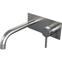 Brauer Brushed Edition inbouw wastafelmengkraan met gebogen uitloop en afdekplaat model A1 RVS geborsteld PVD