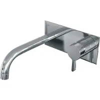 Brauer Inbouw wastafelmengkraan chrome edition coldstart gebogen uitloop halfronde hendel rechts chroom met afdekplaat