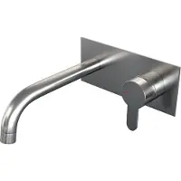 Brauer Brushed Edition inbouw wastafelmengkraan met gebogen uitloop en afdekplaat model D1 RVS geborsteld PVD