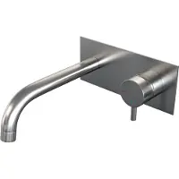 Brauer Brushed Edition inbouw wastafelmengkraan met gebogen uitloop en afdekplaat model B1 RVS geborsteld PVD