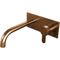 Brauer Copper Edition ColdStart wastafelkraan inbouw gebogen uitloop met achterplaat model D1 koper geborsteld PVD