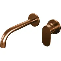 Brauer Inbouw wastafelmengkraan copper edition coldstart gebogen uitloop platte hendel rechts geborsteld koper pvd met rozetten