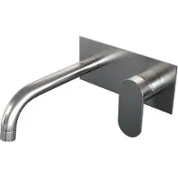 Brauer Brushed Edition inbouw wastafelmengkraan met gebogen uitloop en afdekplaat model C1 RVS geborsteld PVD