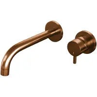 Brauer Copper Edition ColdStart wastafelkraan inbouw gebogen uitloop en rozetten model B1 koper geborsteld PVD