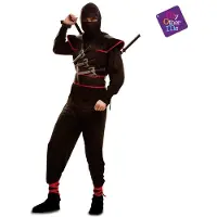MOM Ninja Asassin Kostuum Volwassenen Zwart Rood - Maat M-L