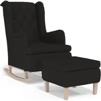 vidaXL Fauteuil met schommelpoten en voetenbank stof zwart
