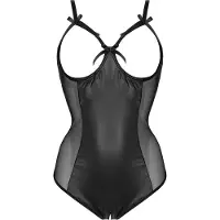 Christine le Duc - Crotch-/Cupless Wetlook Body Mistique - S/M - Zwart