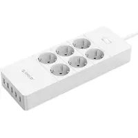 ORICO stekkerdoos met 6 contacten en 5x USB / wit - 1,5 meter