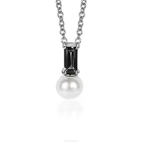 Zinzi zilveren witte parelhanger met zwarte baquette geslepen zirconia ZIH2135Z (zonder collier)