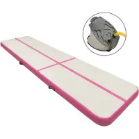 vidaXL Gymnastiekmat met pomp opblaasbaar 800x100x20 cm PVC roze