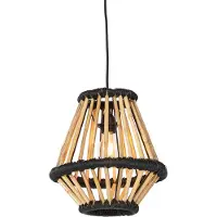 QAZQA Oosterse hanglamp bamboe met zwart 32 cm - Evalin