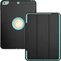 Mobigear Shockproof Tri-Fold Bookcase voor Apple iPad 6 (2018) - Zwart / Turquoise