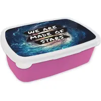 MuchoWow Broodtrommel Roze - Lunchbox - Brooddoos - Spreuken - 'We are made of stars' - Sterren - Quotes - Jongens - Kids - Kinderen - Meisjes - 18x12x6 cm - Kinderen - Meisje
