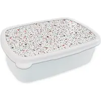 MuchoWow Broodtrommel Wit - Lunchbox - Brooddoos - Terrazzo - Design - Grijs - Bruin - 18x12x6 cm - Volwassenen