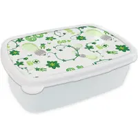 MuchoWow Broodtrommel Wit - Lunchbox - Brooddoos - Lampen - Planten - Patronen - 18x12x6 cm - Volwassenen