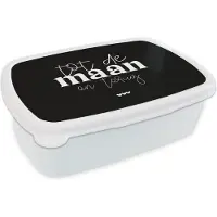 MuchoWow Broodtrommel Wit - Lunchbox Quotes - Tot de maan en terug - Spreuken - Brooddoos 18x12x6 cm - Brood lunch box - Broodtrommels voor kinderen en volwassenen