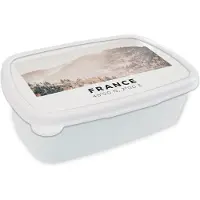 MuchoWow Broodtrommel Wit - Lunchbox - Brooddoos - Frankrijk - Bos - Bergen - 18x12x6 cm - Volwassenen