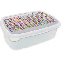 MuchoWow Broodtrommel Wit - Lunchbox - Brooddoos - Collectie Strass edelstenen - 18x12x6 cm - Volwassenen