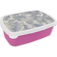 MuchoWow Broodtrommel Roze - Lunchbox - Brooddoos - Romantische tulpenbladeren - 18x12x6 cm - Kinderen - Meisje