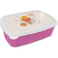 MuchoWow Broodtrommel Roze - Lunchbox - Brooddoos - IJs - Zomer - Kleuren - 18x12x6 cm - Kinderen - Meisje