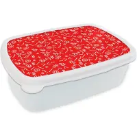 MuchoWow Broodtrommel Wit - Lunchbox - Brooddoos - Wiskunde - Nummers - Cijfers - Patronen - 18x12x6 cm - Volwassenen