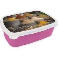 MuchoWow Broodtrommel Roze - Lunchbox - Brooddoos - Bakken gevuld met kruiden - 18x12x6 cm - Kinderen - Meisje