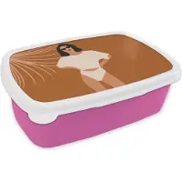 MuchoWow Broodtrommel Roze - Lunchbox - Brooddoos - Zomer - Zonnebril - Minimalisme - 18x12x6 cm - Kinderen - Meisje