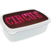 MuchoWow Broodtrommel Wit - Lunchbox - Brooddoos - Verlicht circus - 18x12x6 cm - Volwassenen