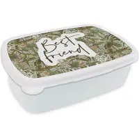 MuchoWow Broodtrommel Wit - Lunchbox - Brooddoos - Beste vrienden - Quotes - Best friend - Spreuken - 18x12x6 cm - Volwassenen