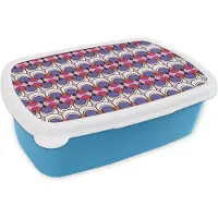 MuchoWow Broodtrommel Blauw - Lunchbox Retro - Druppel - Design - Brooddoos 18x12x6 cm - Brood lunch box - Broodtrommels voor kinderen en volwassenen