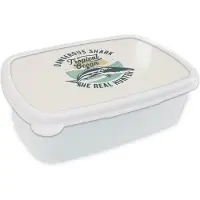 MuchoWow Broodtrommel Wit - Lunchbox - Brooddoos - Haai - Zomer - Vintage - 18x12x6 cm - Volwassenen