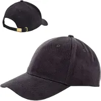 Benza 6 Panel Cap van zwaar geborsteld katoen met koperen bucklesluiting - Zwart