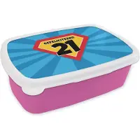MuchoWow Broodtrommel Roze - Lunchbox - Brooddoos - 21 jaar - Verjaardag - Cape - 18x12x6 cm - Kinderen - Meisje