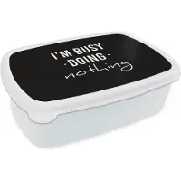 MuchoWow Broodtrommel Wit - Lunchbox - Brooddoos - Spreuken - Quotes - I'm busy doing nothing - 18x12x6 cm - Volwassenen