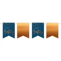 Folat Vlaggenlijn Elegance true blue Happy birthday (blauw en goud)